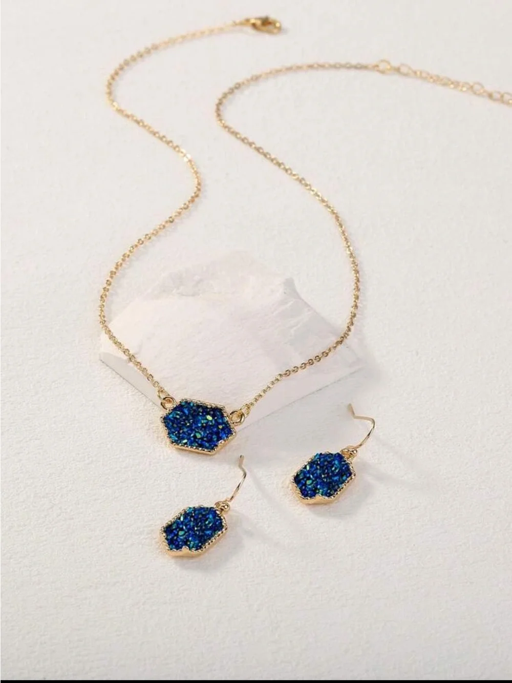 Abstract Metallic Blue Necklace + Earring Set NEW 🏷️